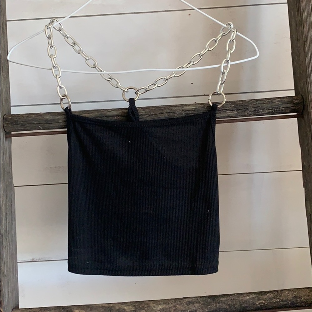 black chain tank top